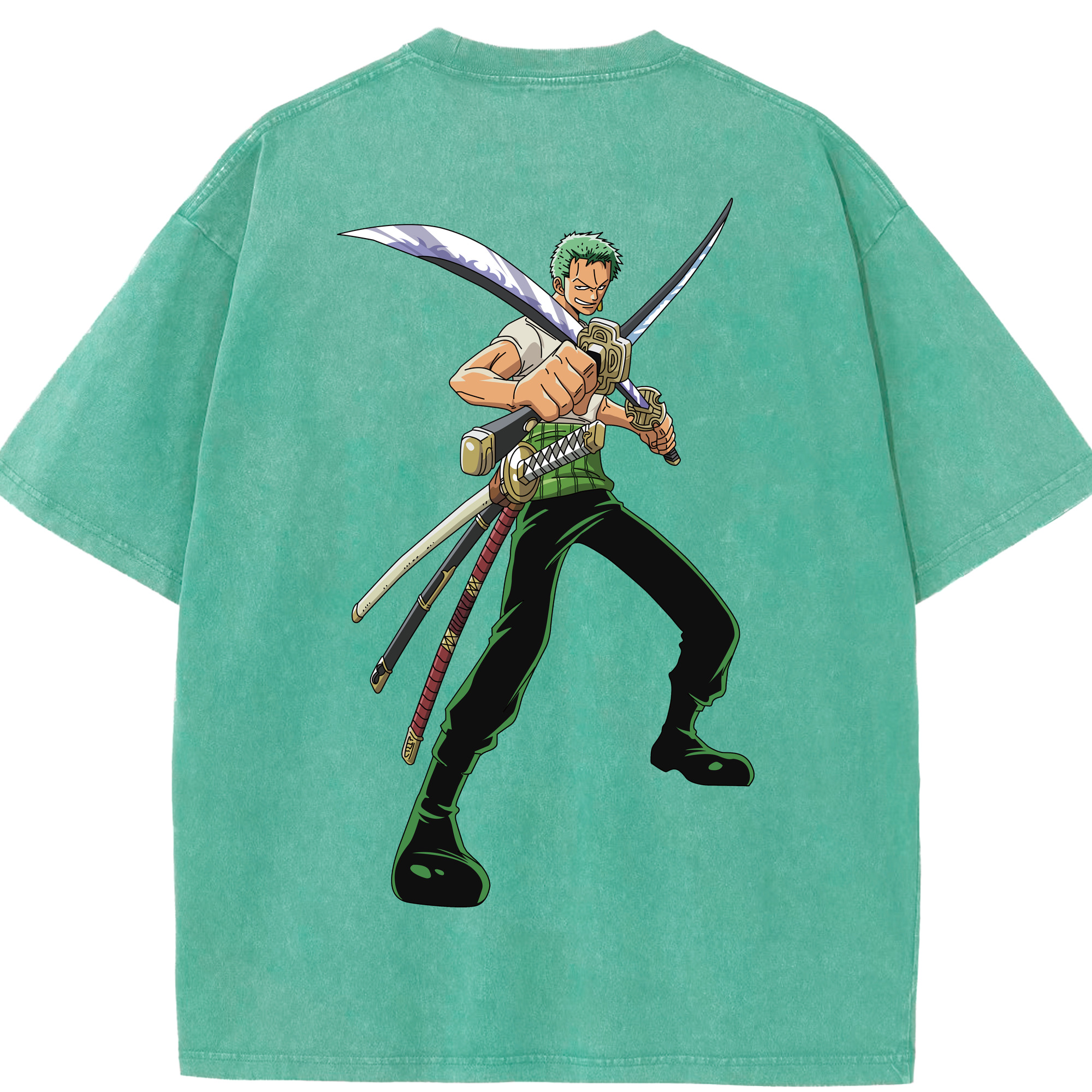 ワンピース ロロノア・ゾロ ONE PIECE Roronoa Zoro 綿100% ヴィンテージ風 半袖Tシャツ（背面プリント）